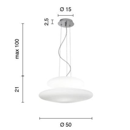 Ondaluce - Lustra PAGODA suspendată pe cablu, 3xE27/15W/230V + 2xE27/15W, Ø 50 cm, albă