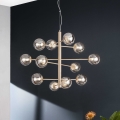 Ondaluce - Lustră pe cablu ELISEO, 12 x E14/10W/230V, Ø 97 cm, auriu / bej fumuriu