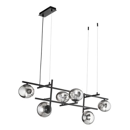 Ondaluce - lustră pe cablu JEWEL 6xE14/10W/230V negru/negru fumuriu