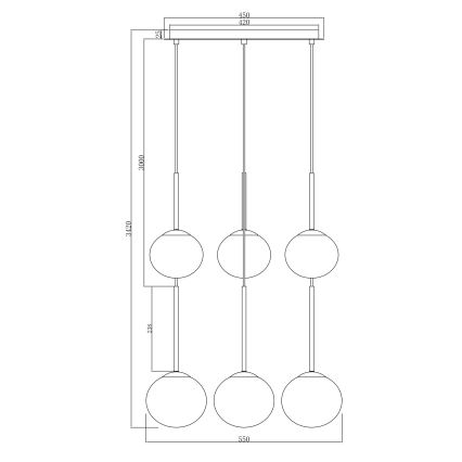 Ondaluce - Lustră suspendată cu cablu JEWEL 6xE14/10W/230V, Ø 55 cm, auriu/alb