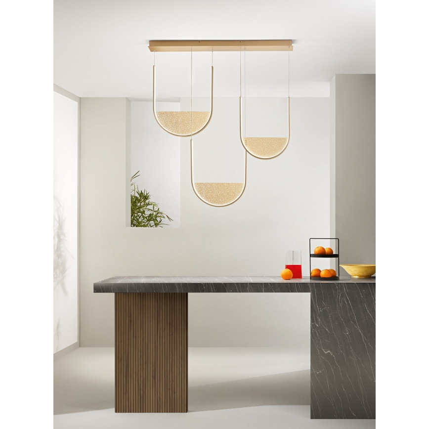 Ondaluce - Lustra suspendată LED dimabilă pe cablu LOTUS LED/70W/230V, aurie