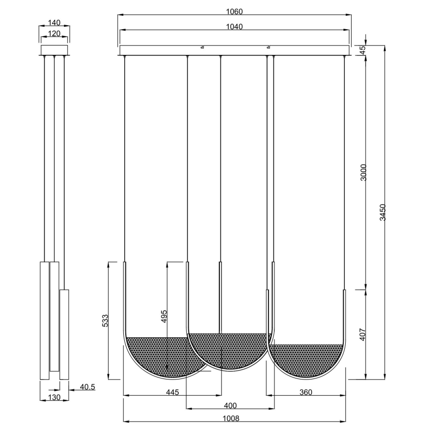 Ondaluce - Lustra suspendată LED dimabilă pe cablu LOTUS LED/70W/230V, aurie