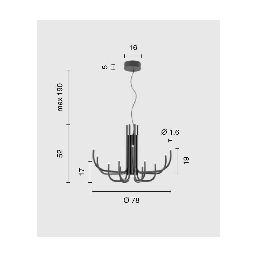 Ondaluce - Lustră suspendată LED dimmabilă cu cablu NOUVEAU, LED 35W, 230V, Ø 78 cm, aurie