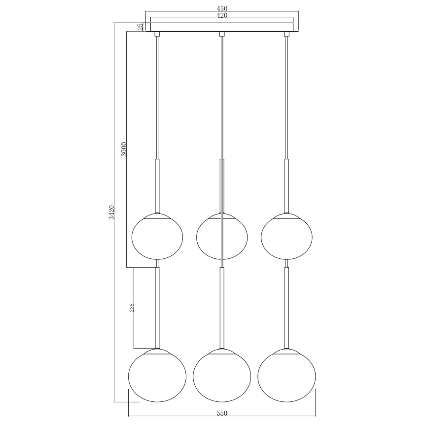 Ondaluce - Lustră suspendată pe cablu JEWEL 6xE14/10W/230V Ø 55 cm negru/negru fumuriu