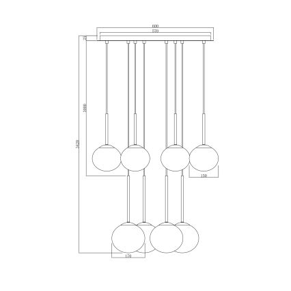 Ondaluce - Lustră suspendată pe cablu JEWEL 8xE14/10W/230V Ø 70 cm auriu/alb