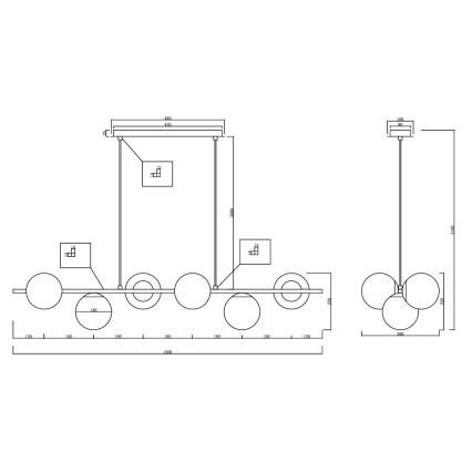 Ondaluce - Lustră suspendată pe cablu MONILE, 6xE14/10W/230V, auriu/alb