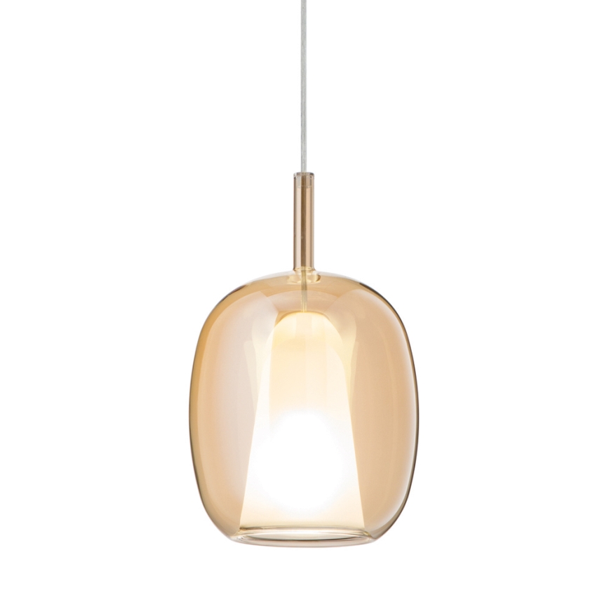 Ondaluce - Lustră suspendată THELMA, 1xE27/15W/230V, Ø 19,5 cm, auriu/bej fumuriu