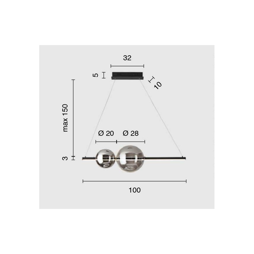 Ondaluce - Lustru LED dimabil pe cablu FUFI LED/40W/230V, negru/negru fumuriu