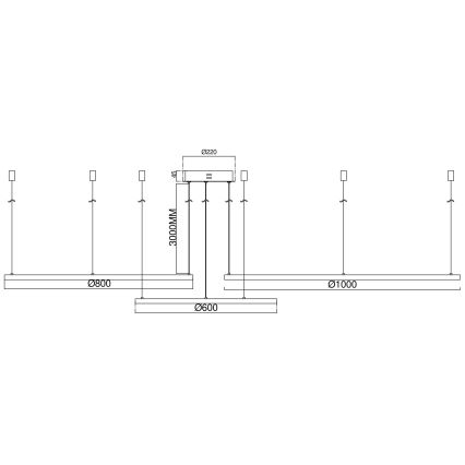 Ondaluce - Lustră LED dimabilă pe cablu SOEL LED/28W/230V + LED/38W + LED/47W Ø 100/80/60 cm aurie