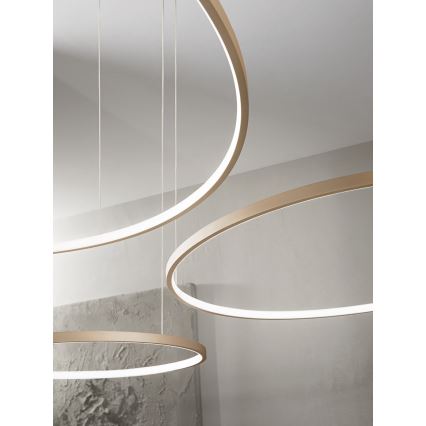 Ondaluce - Lustru LED reglabil pe cablu SOEL LED/38W/230V Ø 80 cm, auriu
