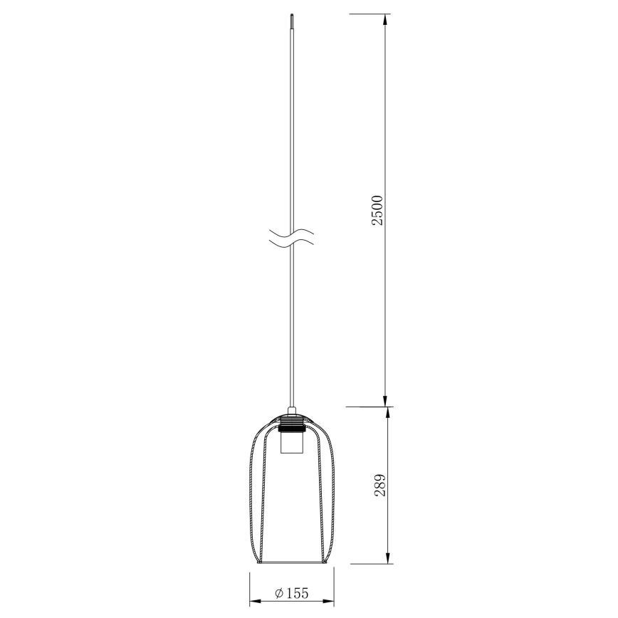 Ondaluce - Pendul BONNIE pe cablu, 1xE27/15W/230V, diametru 15 cm, negru fumuriu
