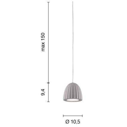 Ondaluce - Pendul cu cablu CONCRETE 1xGU10/7,5W/230V diam. 10,5 cm beton/gri