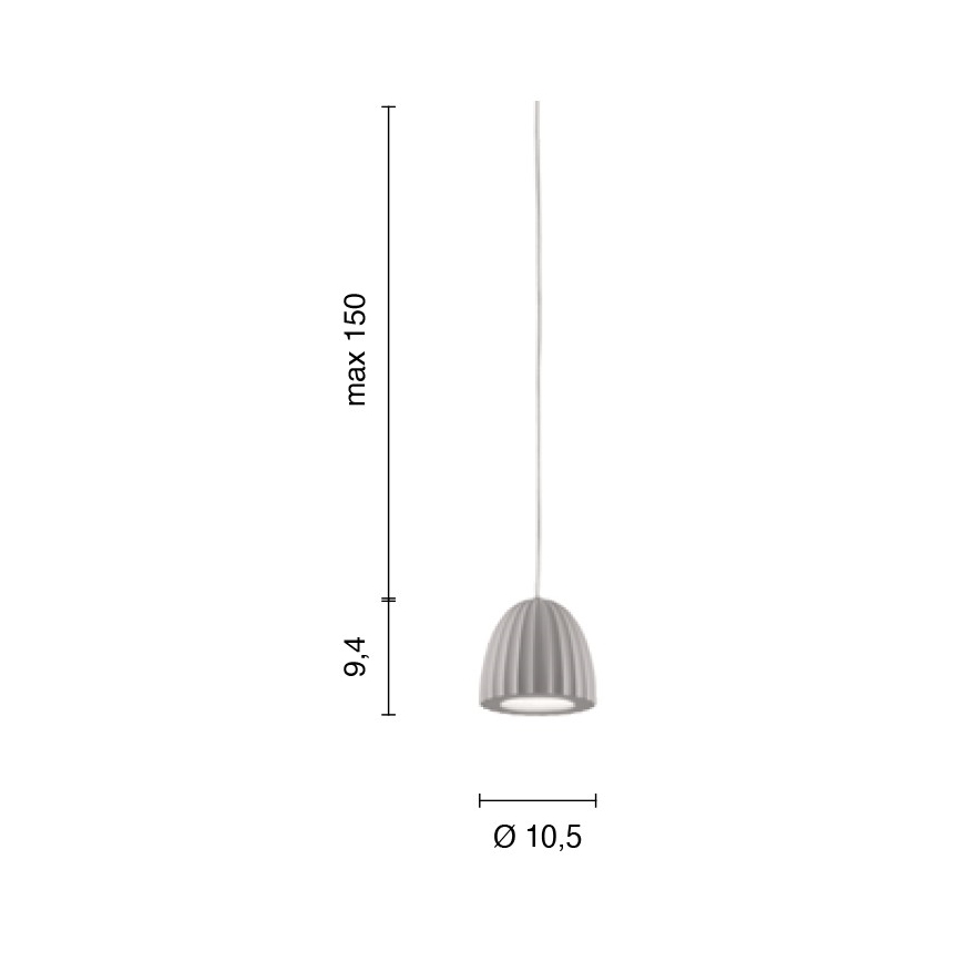 Ondaluce - Pendul cu cablu CONCRETE 1xGU10/7,5W/230V diam. 10,5 cm beton/gri