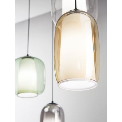 Ondaluce - Pendul pe cablu BONNIE, 1x E27, 15W, 230V, Ø 15,5 cm, negru/bej fumuriu