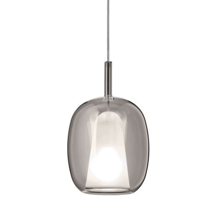 Ondaluce - Pendul pe cablu THELMA, 1xE27/15W/230V, Ø 19,5 cm, negru/gri fumuriu
