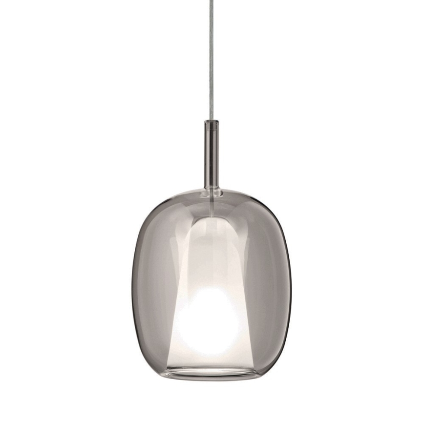 Ondaluce - Pendul pe cablu THELMA, 1xE27/15W/230V, Ø 19,5 cm, negru/gri fumuriu