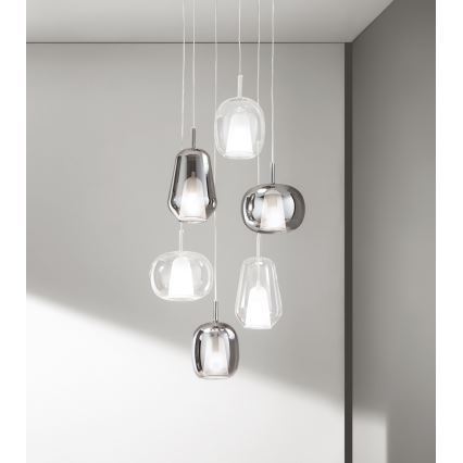 Ondaluce - Pendul pe cablu THELMA, 1xE27/15W/230V, Ø 19,5 cm, negru/gri fumuriu