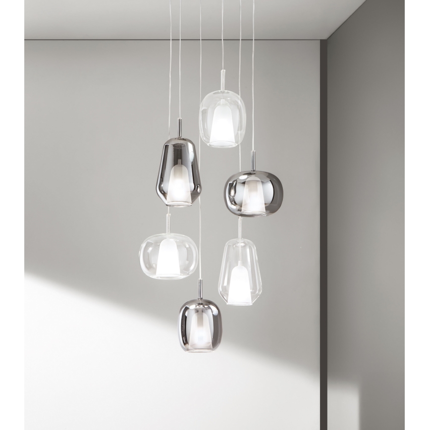 Ondaluce - Pendul pe cablu THELMA, 1xE27/15W/230V, Ø 19,5 cm, negru/gri fumuriu