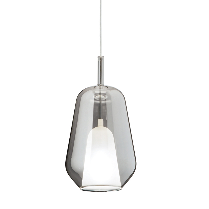 Ondaluce - Pendul pe cablu THELMA, 1xE27/15W/230V, Ø 19 cm, negru/gri fumuriu