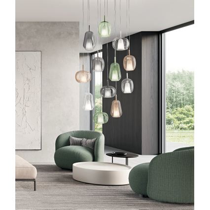 Ondaluce - Pendul pe cablu THELMA, 1xE27/15W/230V, Ø 19 cm, negru/gri fumuriu