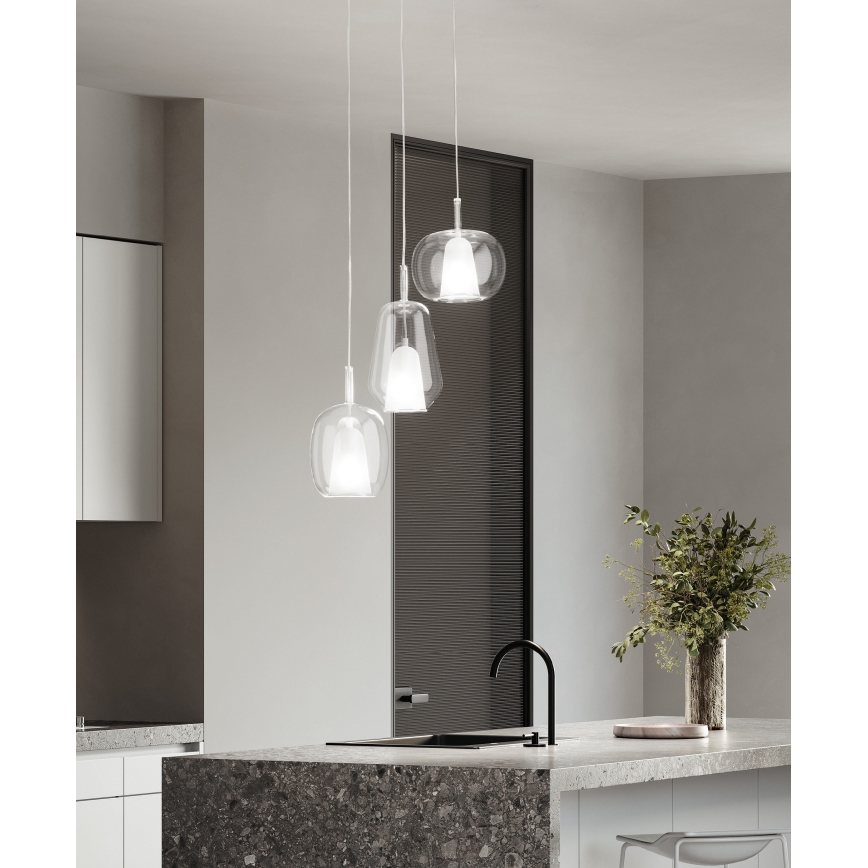 Ondaluce - Pendul pe cablu THELMA 1xE27/15W/230V Ø 25 cm auriu/transparent