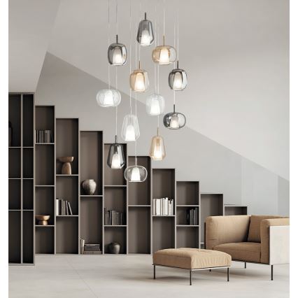 Ondaluce - Pendul suspendat pe cablu THELMA, 1xE27/15W/230V, gri fumuriu