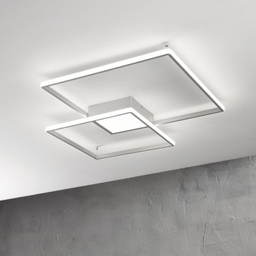 Ondaluce - Plafonieră LED cu reglare a intensității DOWEL LED/46W/230V 55x55 cm, finisaj argintiu