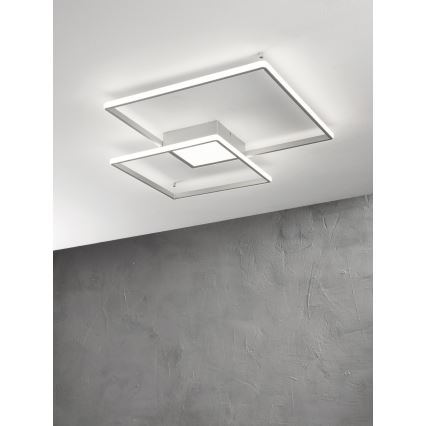 Ondaluce - Plafonieră LED cu reglare a intensității DOWEL LED/46W/230V 55x55 cm, finisaj argintiu