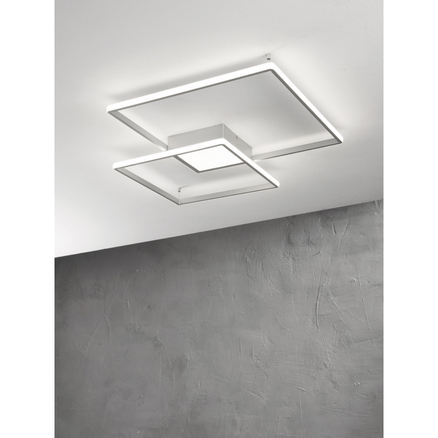 Ondaluce - Plafonieră LED cu reglare a intensității DOWEL LED/46W/230V 55x55 cm, finisaj argintiu