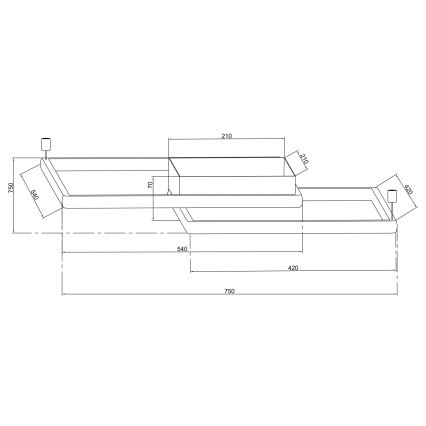 Ondaluce - Plafonieră LED dimabilă DOWEL LED/60W/230V 75x75 cm argintie