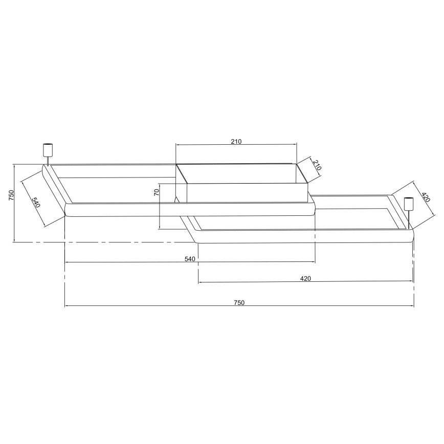 Ondaluce - Plafonieră LED dimabilă DOWEL LED/60W/230V 75x75 cm argintie