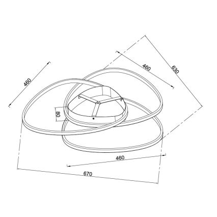 Ondaluce - Plafonieră LED dimmabilă ROSE, 70W/230V, 63x67 cm, aurie