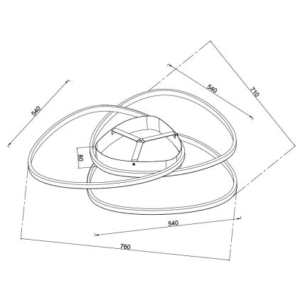 Ondaluce - Plafonieră LED dimmabilă ROSE LED/80W/230V, aurie