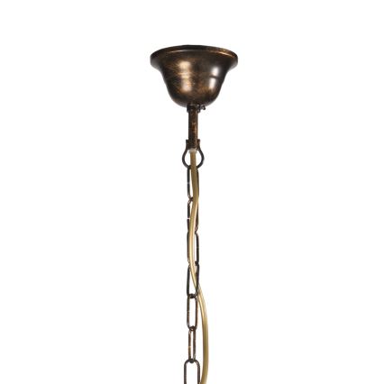 ONLI - Candelabru suspendat CAROLINA cu lanț, 6x E14, 6W, 230V, finisaj bronzat