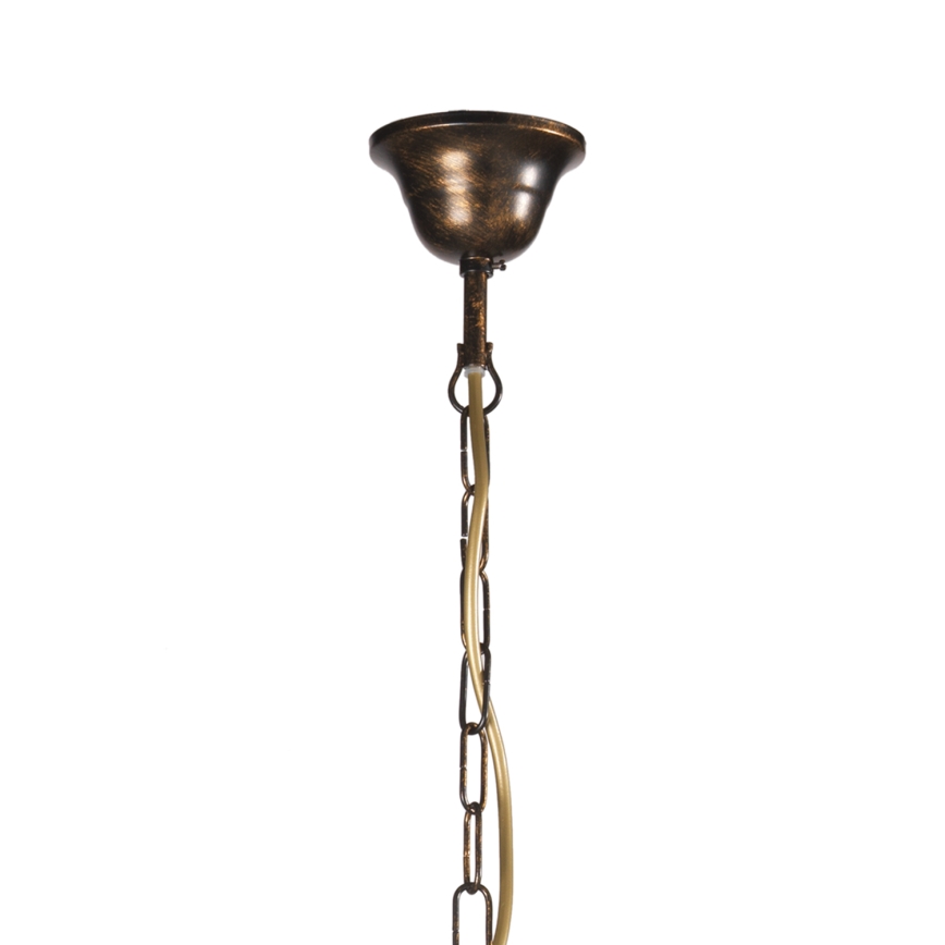 ONLI - Candelabru suspendat CAROLINA cu lanț, 6x E14, 6W, 230V, finisaj bronzat
