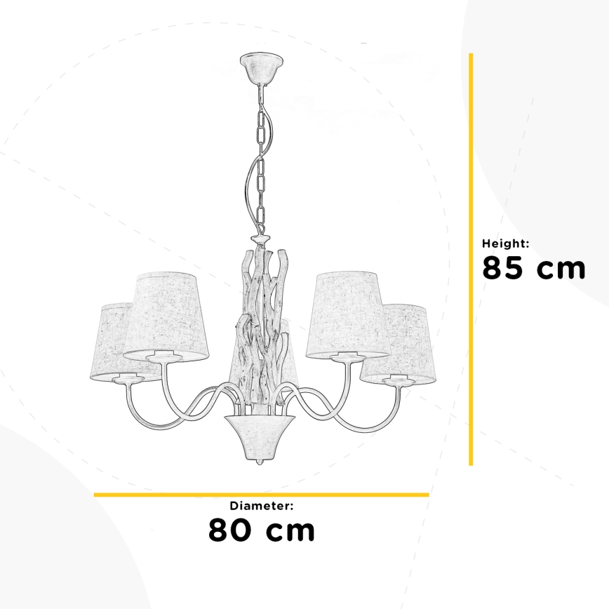 ONLI - Candelabru suspendat pe lanț AGAR 5xE14/6W/230V diam. 80 cm