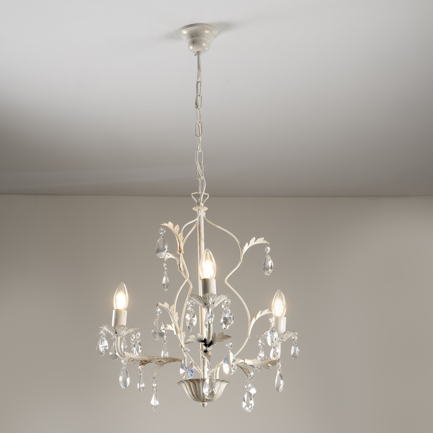 ONLI - Candelabru TERESA cu lanț, 3x E14, 6W, 230V, alb