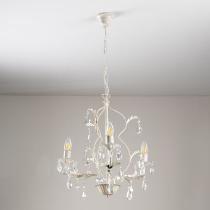 ONLI - Candelabru TERESA cu lanț, 3x E14, 6W, 230V, alb