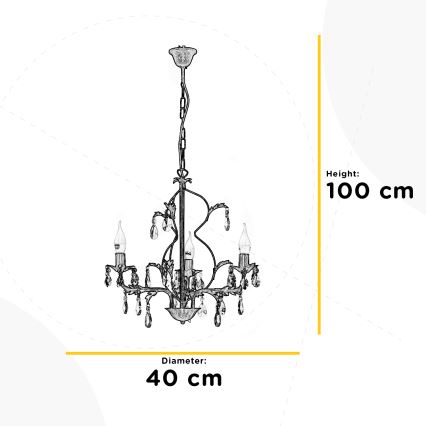 ONLI - Candelabru TERESA cu lanț, 3x E14, 6W, 230V, alb