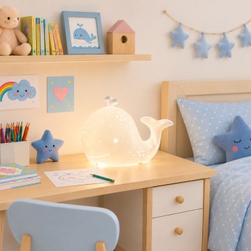 ONLI - Lampă de masă PORCELLANA 1xE14/6W/230V 16,2 cm balenă