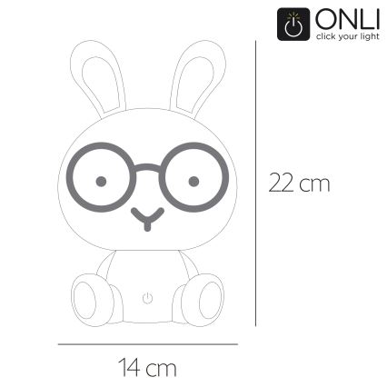 ONLI - Lampă de veghe LED reglabilă pentru copii PUPPIES, LED/3W/230V, 22 cm, iepuraș/albastru