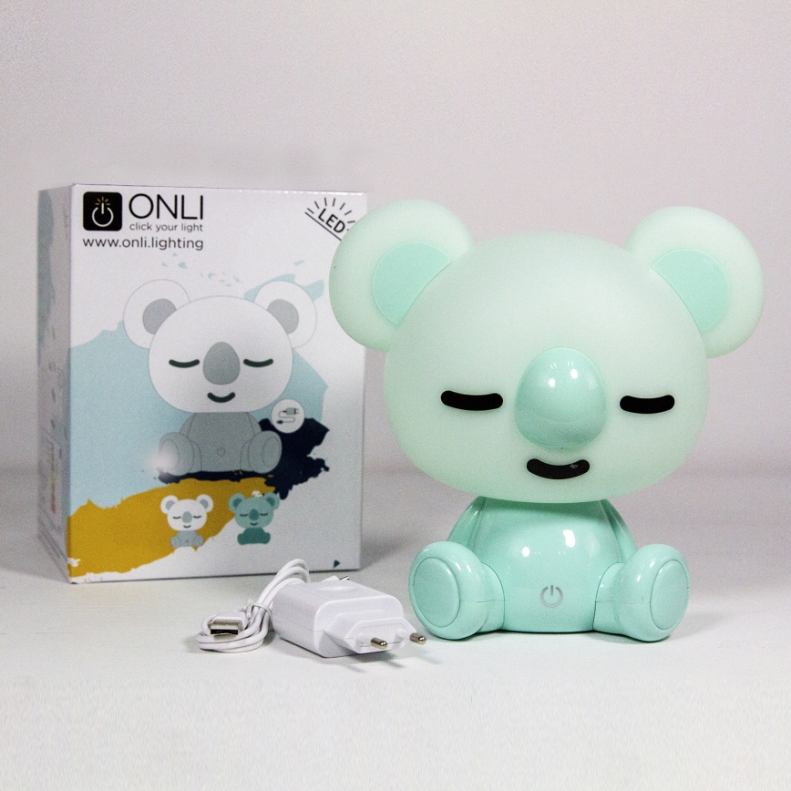 ONLI - Lampă de veghe LED dimabilă pentru copii PUPPIES LED/3W/230V 20 cm koala/verde