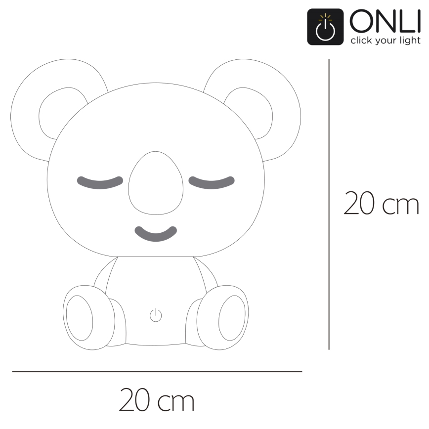 ONLI - Lampă de veghe LED dimabilă pentru copii PUPPIES LED/3W/230V 20 cm koala/verde