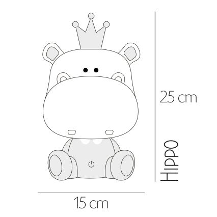 ONLI - Lampă de veghe LED reglabilă pentru copii PUPPIES LED/3W/230V 25 cm hipopotam/verde