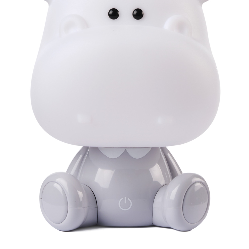 ONLI - Lampă de veghe pentru copii PUPPIES, LED dimabilă, 3W/230V, 25 cm, hipopotam/gri
