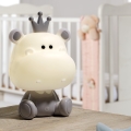ONLI - Lampă de veghe pentru copii PUPPIES, LED dimabilă, 3W/230V, 25 cm, hipopotam/gri