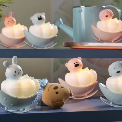 ONLI - Lumină de veghe LED reîncărcabilă pentru copii NUVOLINA LED/2,5W/5V 300 mAh iepuraș/roz