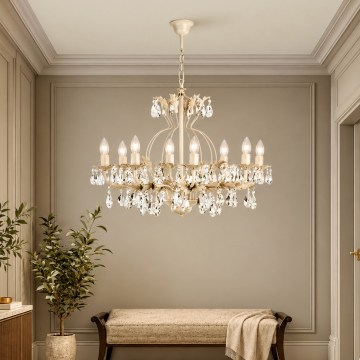ONLI - Lustră pe lanț TERESA 8xE14/6W/230V crem/patină