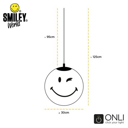 ONLI - lustră pentru copii SMILEY, pe cablu, 1xE27/15W/230V, galbenă