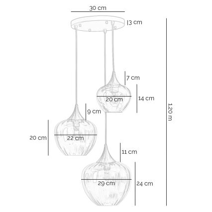 ONLI - Lustra suspendată pe cablu ELIDE 3xE27/15W/230V negru/cupru